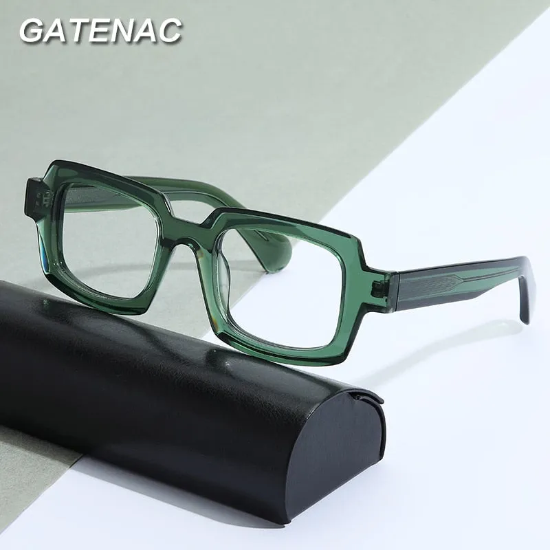 Gatenac Unisex Full Rim Square Handcrafted Acetate Frame Eyeglasses Gxyj822