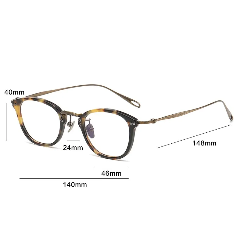 Gatenac Unisex Full Rim Square Titanium Acetate Eyeglasses Gxyj1091