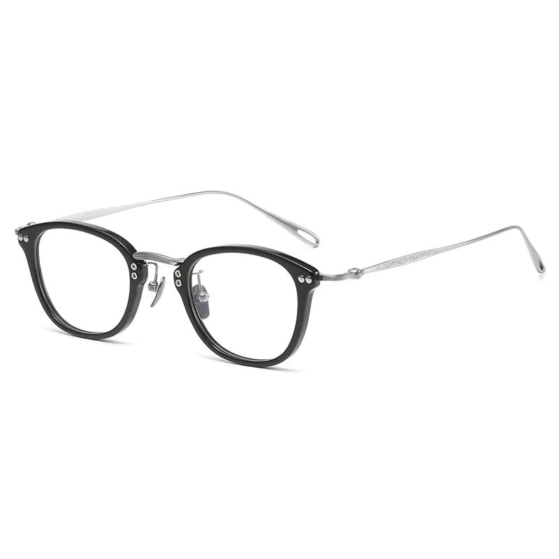 Gatenac Unisex Full Rim Square Titanium Acetate Eyeglasses Gxyj1091