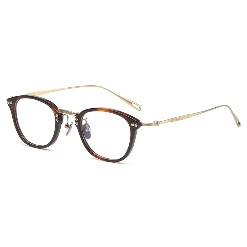 Gatenac Unisex Full Rim Square Titanium Acetate Eyeglasses Gxyj1091