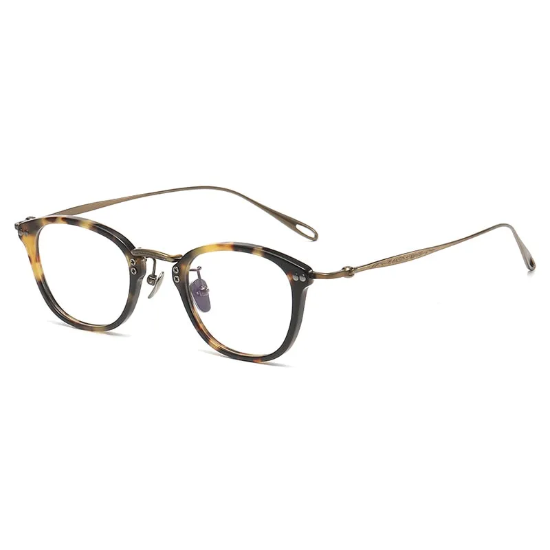 Gatenac Unisex Full Rim Square Titanium Acetate Eyeglasses Gxyj1091