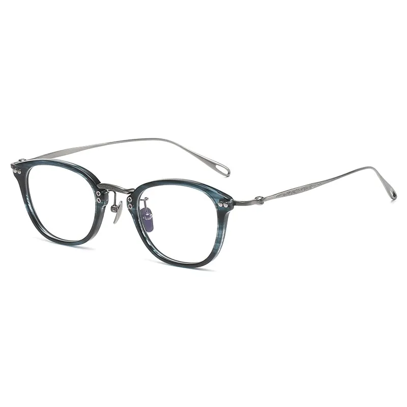 Gatenac Unisex Full Rim Square Titanium Acetate Eyeglasses Gxyj1091