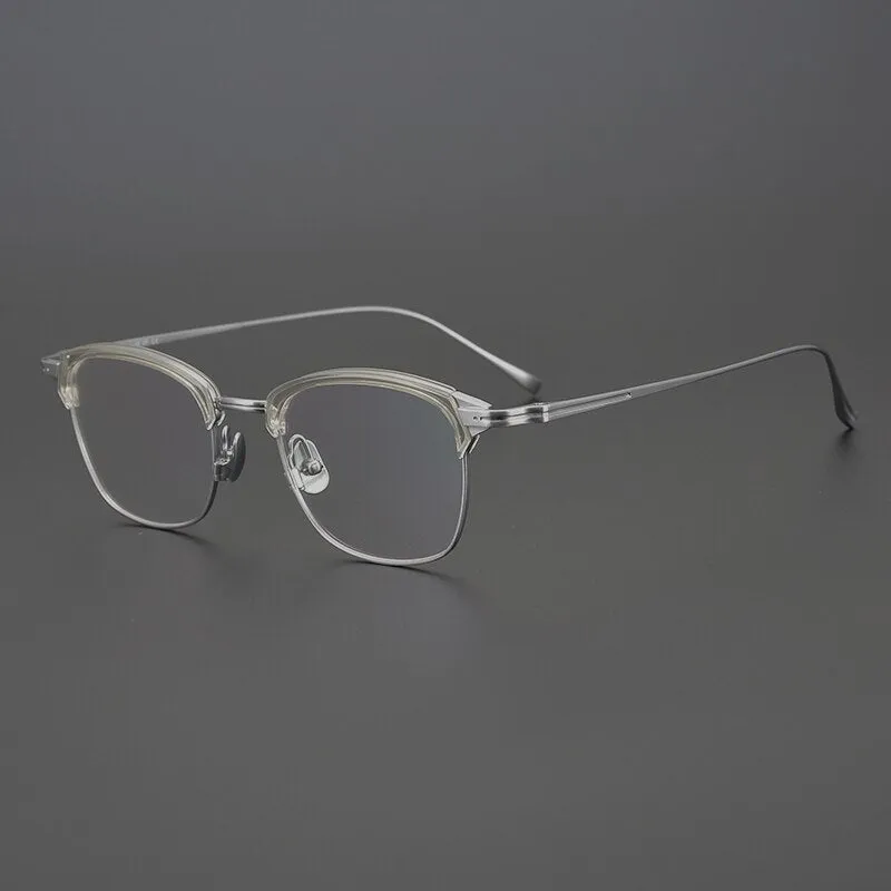 Gatenac Unisex Full Rim Square Titanium Acetate Frame Eyeglasses Gxyj688