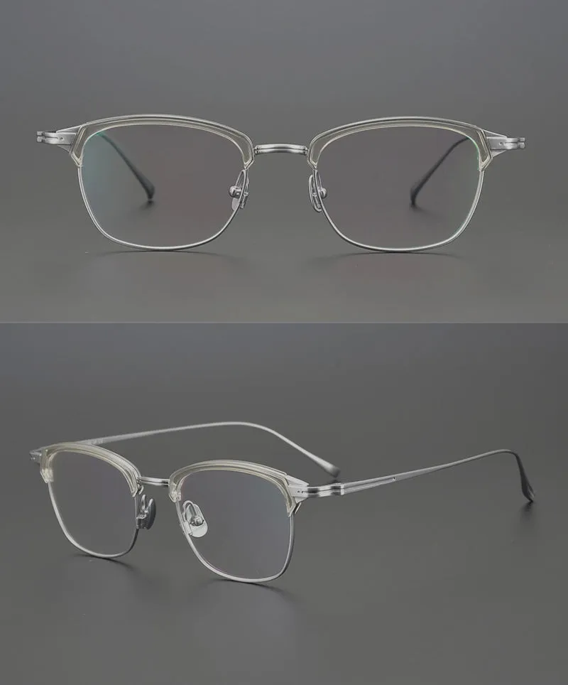 Gatenac Unisex Full Rim Square Titanium Acetate Frame Eyeglasses Gxyj688