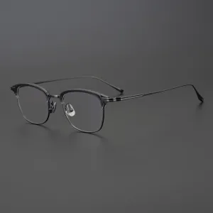 Gatenac Unisex Full Rim Square Titanium Acetate Frame Eyeglasses Gxyj688