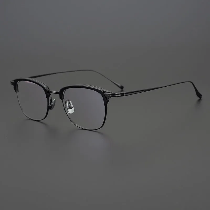 Gatenac Unisex Full Rim Square Titanium Acetate Frame Eyeglasses Gxyj688