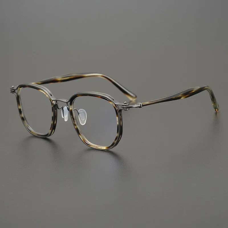 Gatenac Unisex Full Rim Square Titanium Acetate Frame Eyeglasses Gxyj815