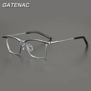 Gatenac Unisex Full Rim Square Titanium Eyebrow Eyeglasses Gxyj891