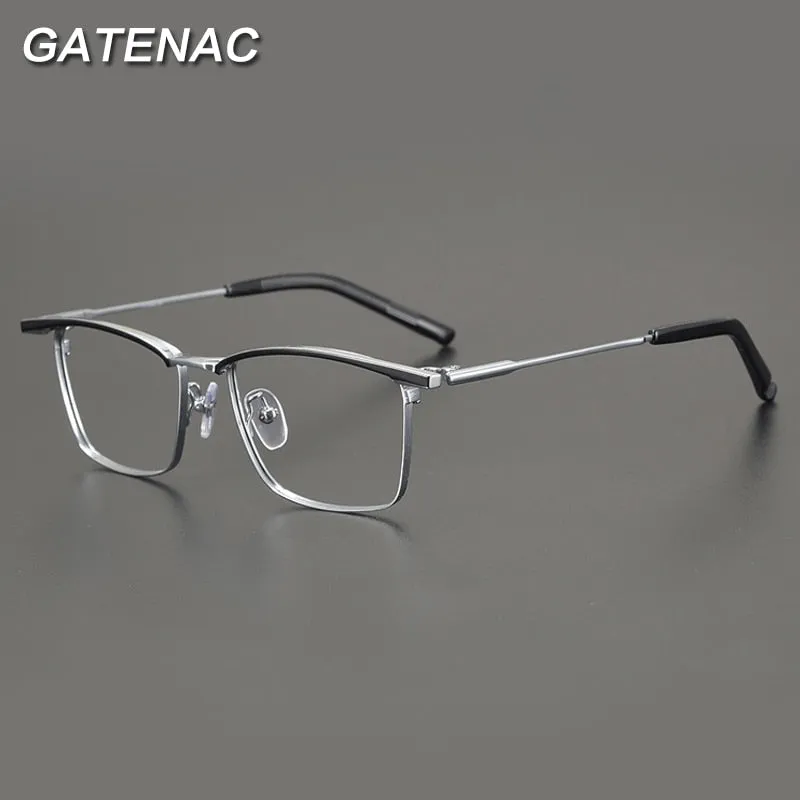 Gatenac Unisex Full Rim Square Titanium Eyebrow Eyeglasses Gxyj891