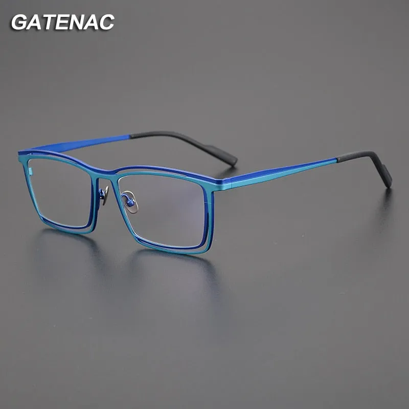 Gatenac Unisex Full Rim Square Titanium Eyeglasses Gxyj1021