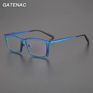 Gatenac Unisex Full Rim Square Titanium Eyeglasses Gxyj1021