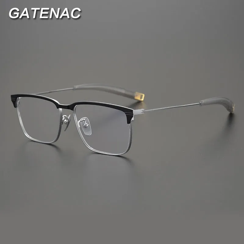 Gatenac Unisex Full Rim Square Titanium Eyeglasses Gxyj828