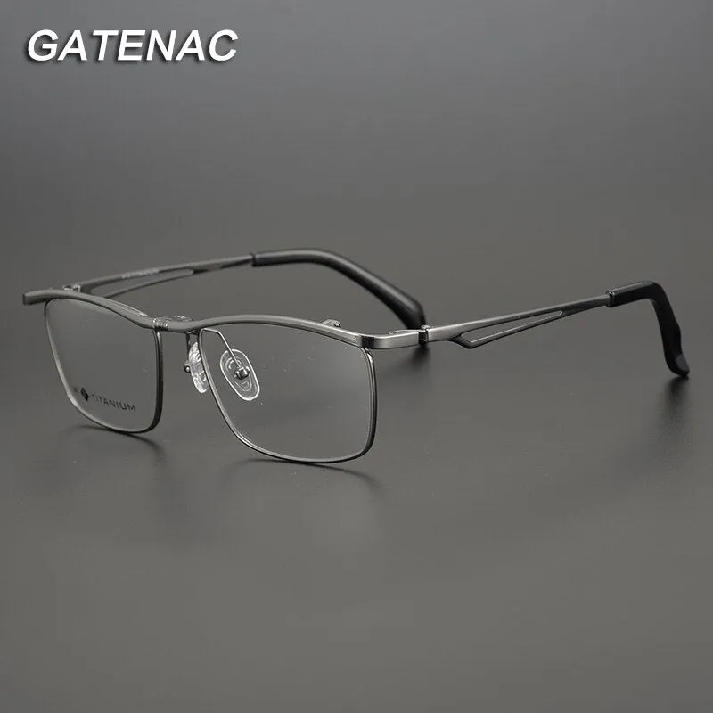 Gatenac Unisex Full Rim Square Titanium Flip Up Frame Eyeglasses Gxyj752