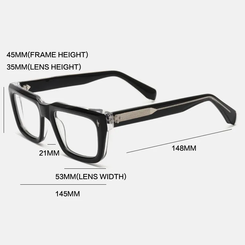 Gatenac Unisex Full Rim Thick Square Acetate Eyeglasses Gxyj1200