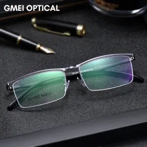 Gmei Men's Eyeglasses Browline Half Rim Metal Alloy S61007