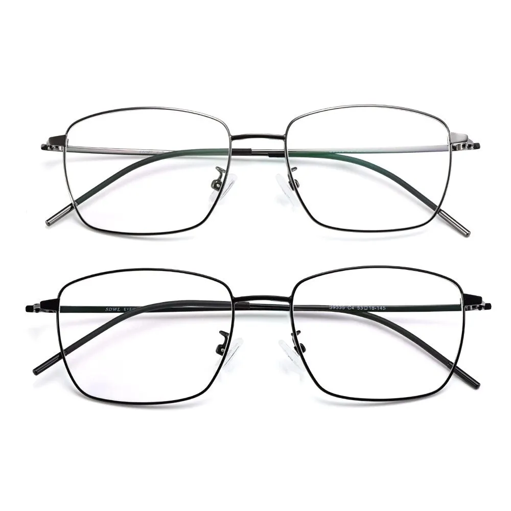 Gmei Men's Eyeglasses Clip On Sunglasses Square Titanium Alloy S9335