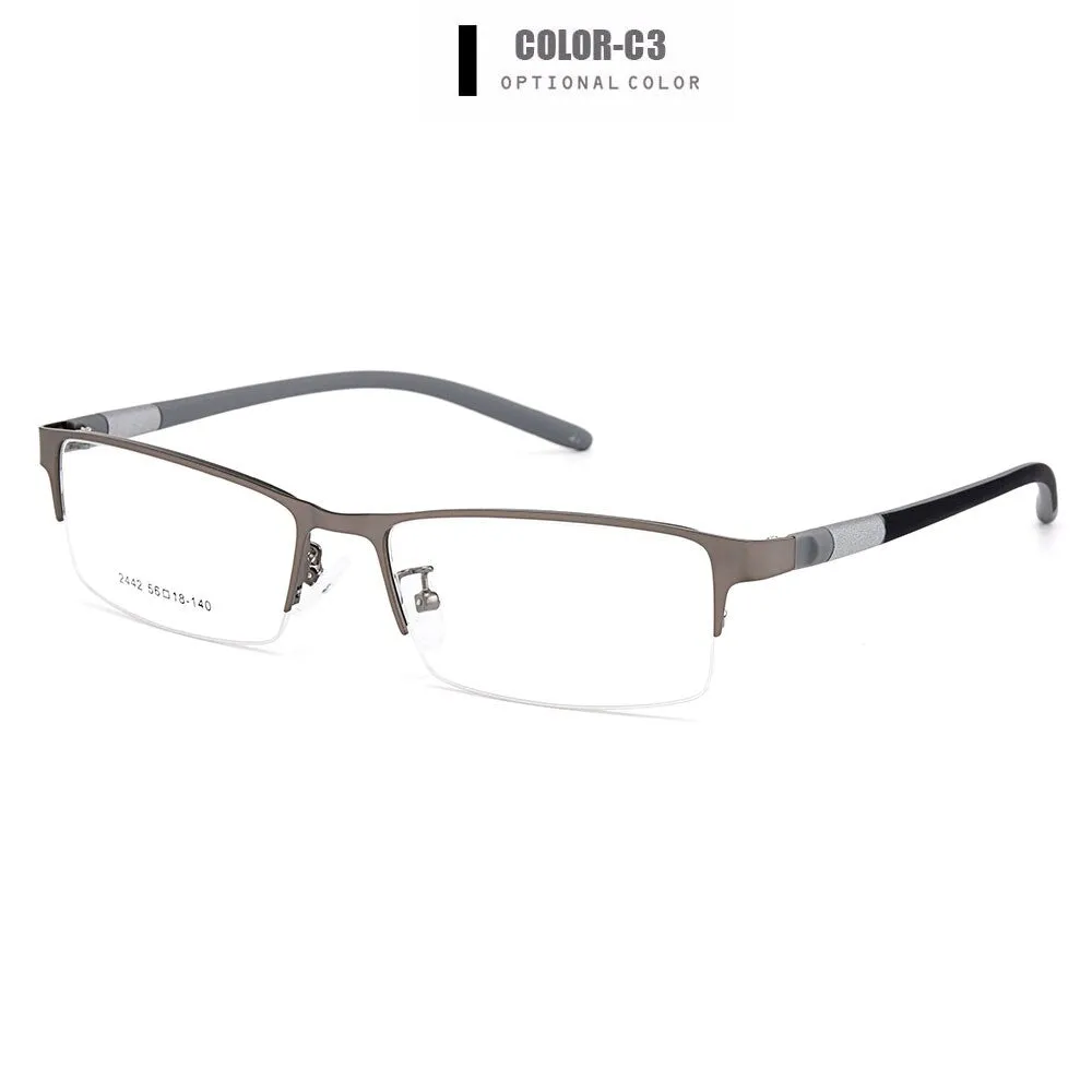 Gmei Men's Eyeglasses Semi Rim Titanium Alloy Square Y2442