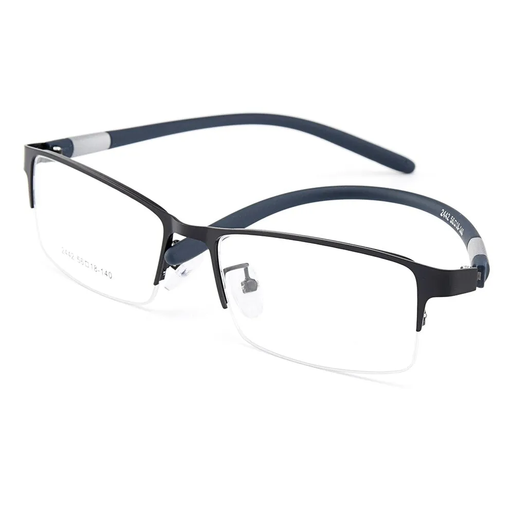 Gmei Men's Eyeglasses Semi Rim Titanium Alloy Square Y2442