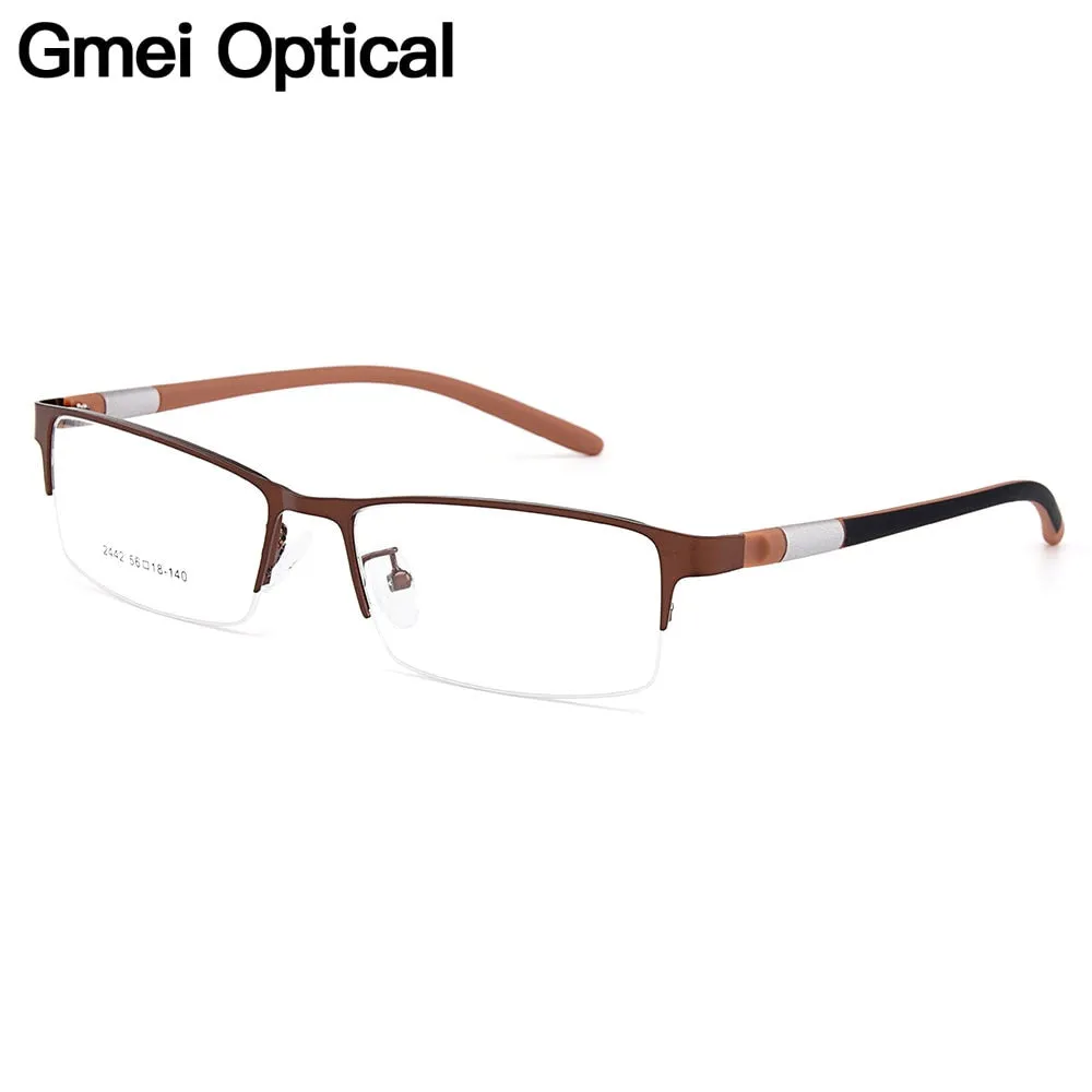 Gmei Men's Eyeglasses Semi Rim Titanium Alloy Square Y2442