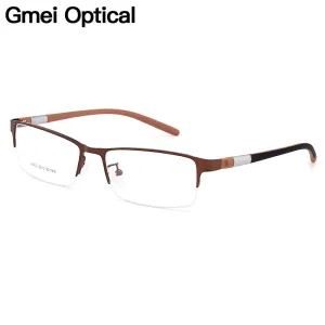 Gmei Men's Eyeglasses Semi Rim Titanium Alloy Square Y2442