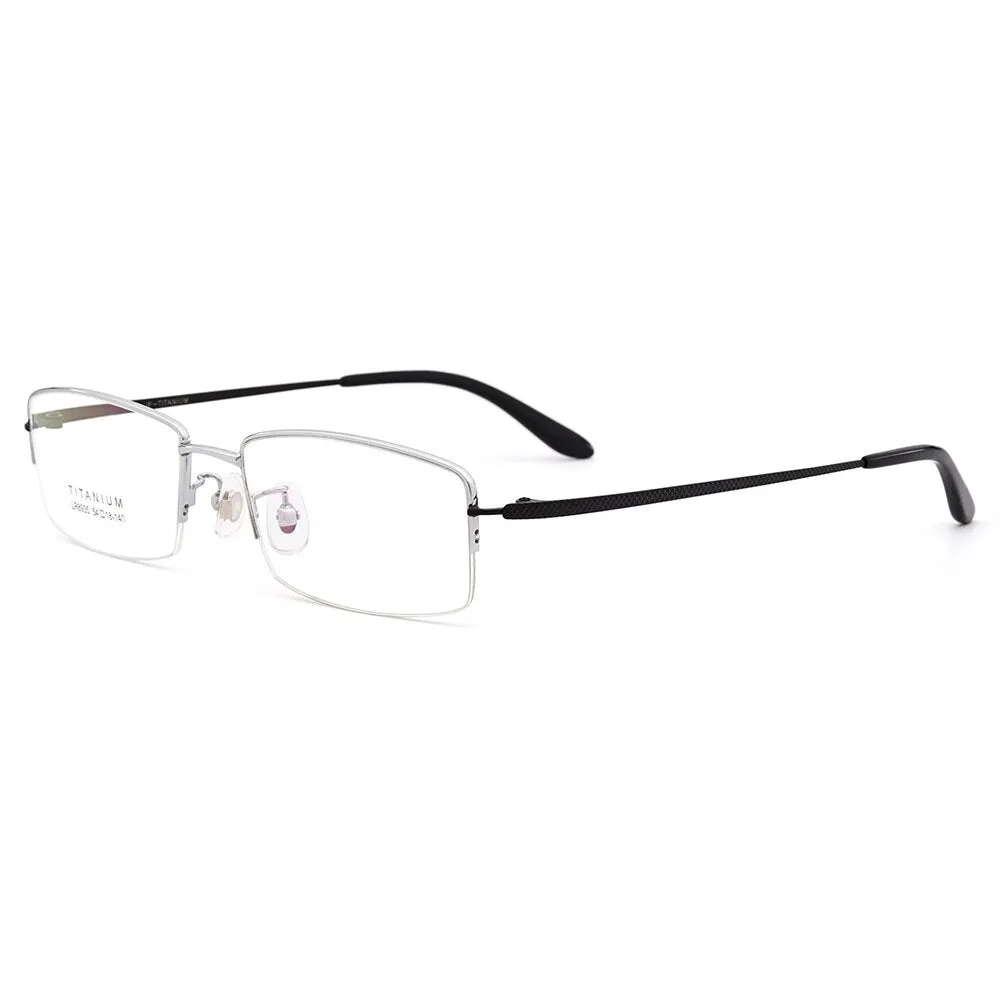 Gmei Men's Eyeglasses Ultralight 100% Pure Titanium Half Rim Lr8935