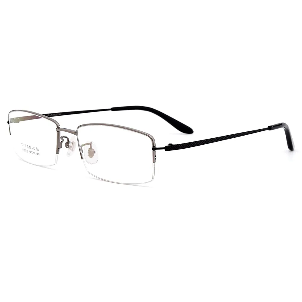 Gmei Men's Eyeglasses Ultralight 100% Pure Titanium Half Rim Lr8935