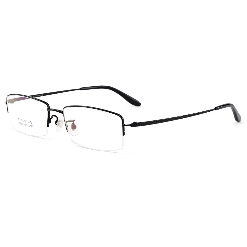 Gmei Men's Eyeglasses Ultralight 100% Pure Titanium Half Rim Lr8935