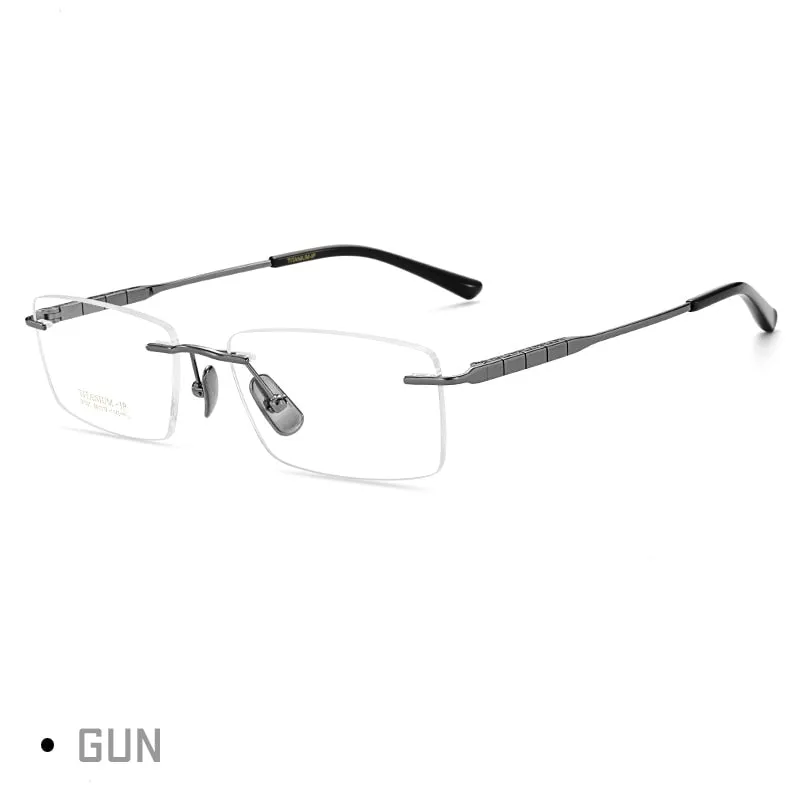 Gmei Men's Rimless Square Titanium Eyeglasses 91091