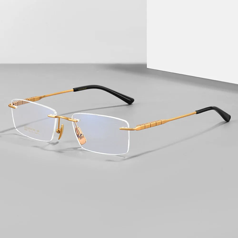 Gmei Men's Rimless Square Titanium Eyeglasses 91091