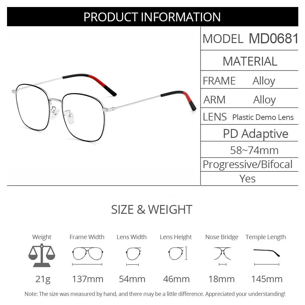 Gmei Unisex Full Rim Square Alloy Eyeglasses M0681