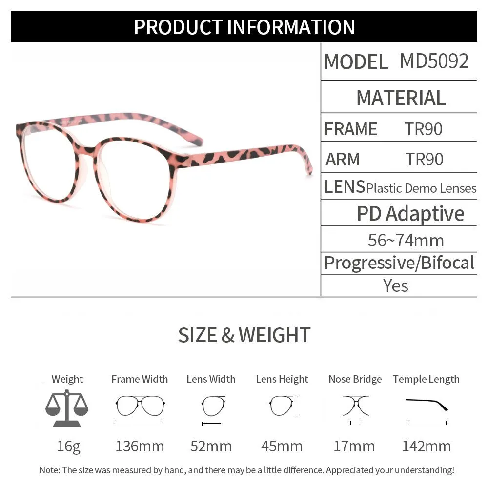 Gmei Women's Eyeglasses Round Plastic Tr90 Frame Md5092