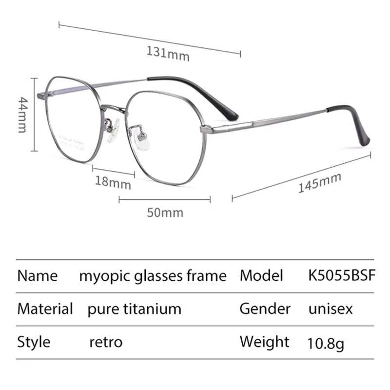 Handoer Men's Full Rim Irregular Square Titanium Eyeglasses K5055bsf