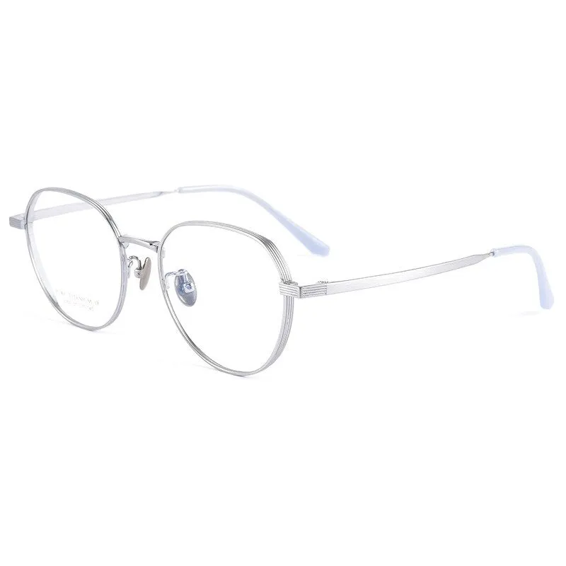 Handoer Men's Full Rim Round Square Titanium Eyeglasses 2050tsf