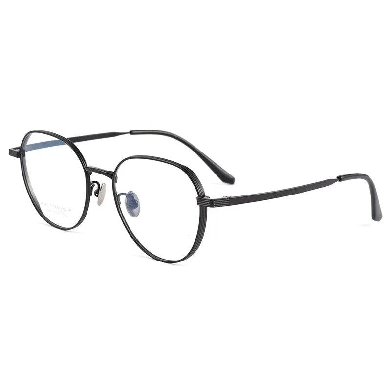 Handoer Men's Full Rim Round Square Titanium Eyeglasses 2050tsf