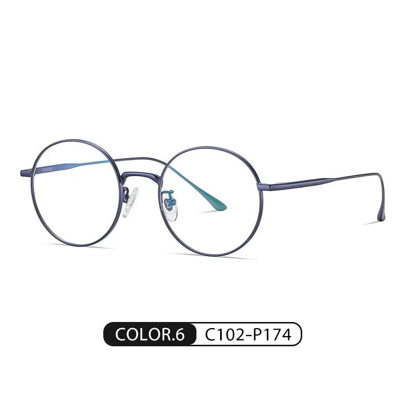 Handoer Men's Full Rim Round Titanium Eyeglasses Pt913