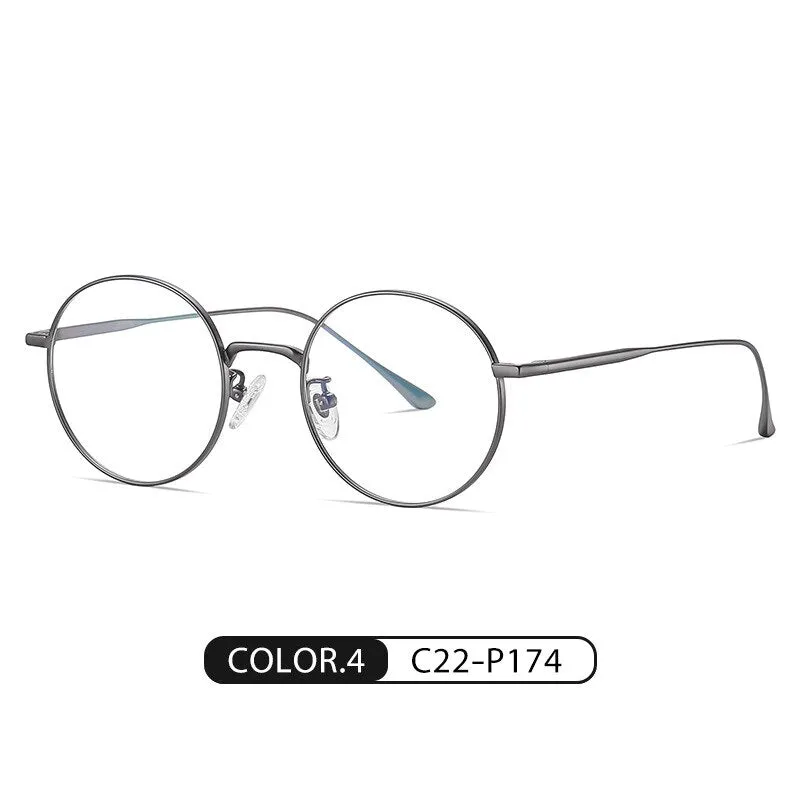 Handoer Men's Full Rim Round Titanium Eyeglasses Pt913