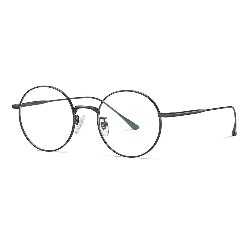 Handoer Men's Full Rim Round Titanium Eyeglasses Pt913