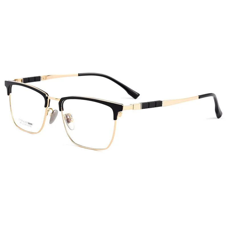 Handoer Men's Full Rim Square Titanium Eyeglasses 9018