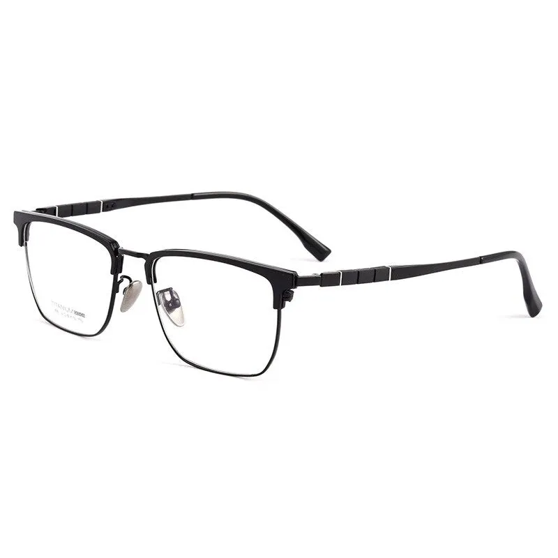 Handoer Men's Full Rim Square Titanium Eyeglasses 9018