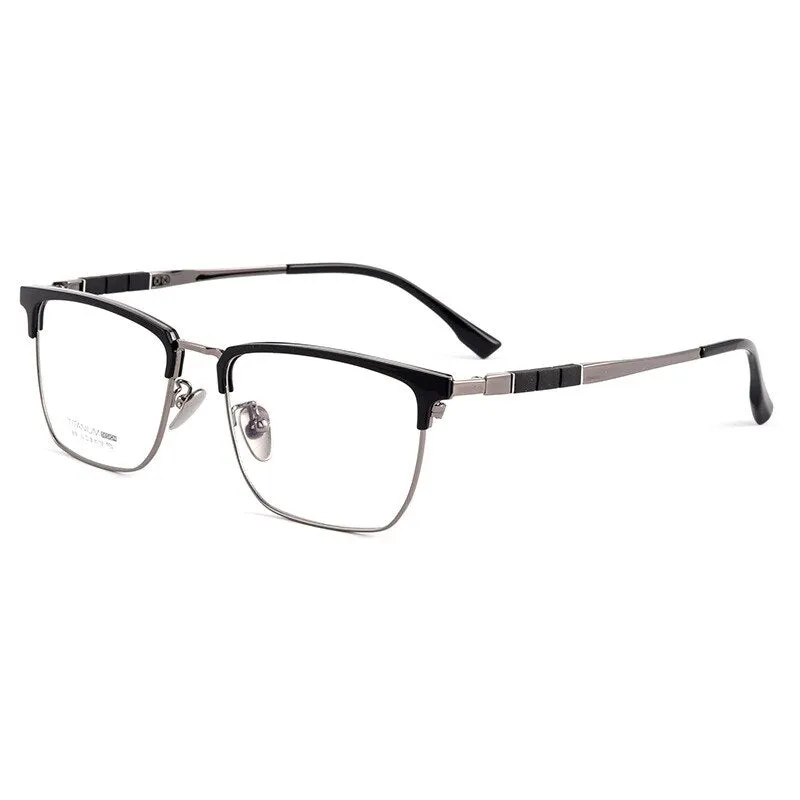 Handoer Men's Full Rim Square Titanium Eyeglasses 9018