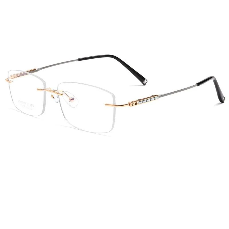 Handoer Men's Rimless Customized Lens Titanium Eyeglasses Z10wk