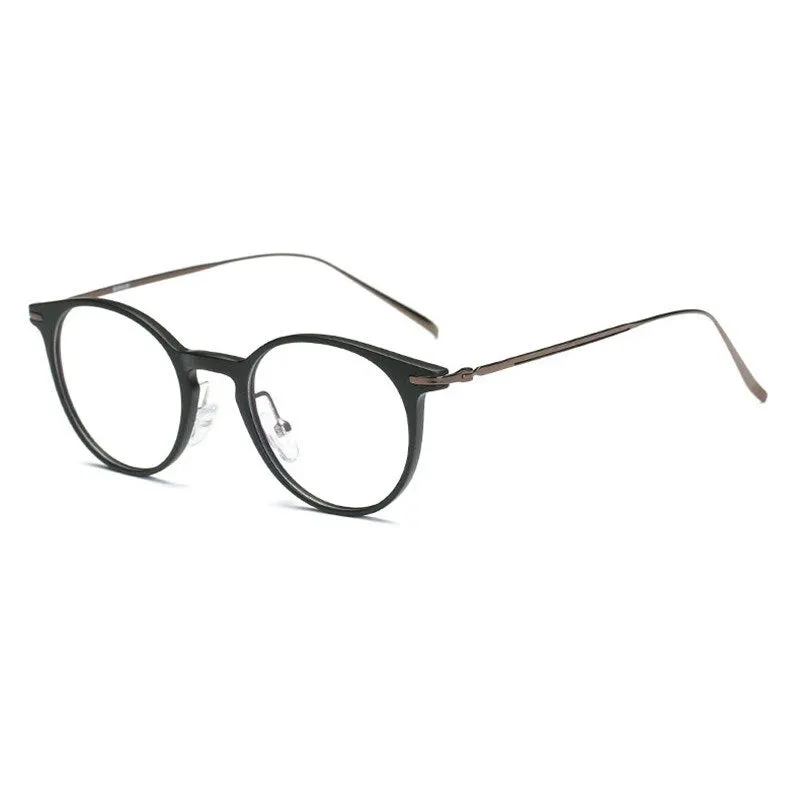 Handoer Unisex Full Rim Round Tr 90 Alloy Eyeglasses 6628