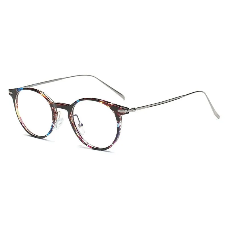 Handoer Unisex Full Rim Round Tr 90 Alloy Eyeglasses 6628