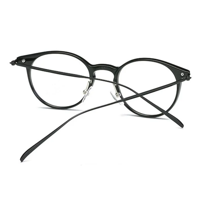 Handoer Unisex Full Rim Round Tr 90 Alloy Eyeglasses 6628