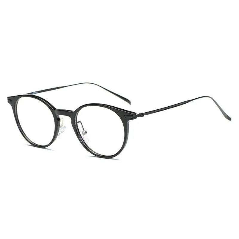 Handoer Unisex Full Rim Round Tr 90 Alloy Eyeglasses 6628