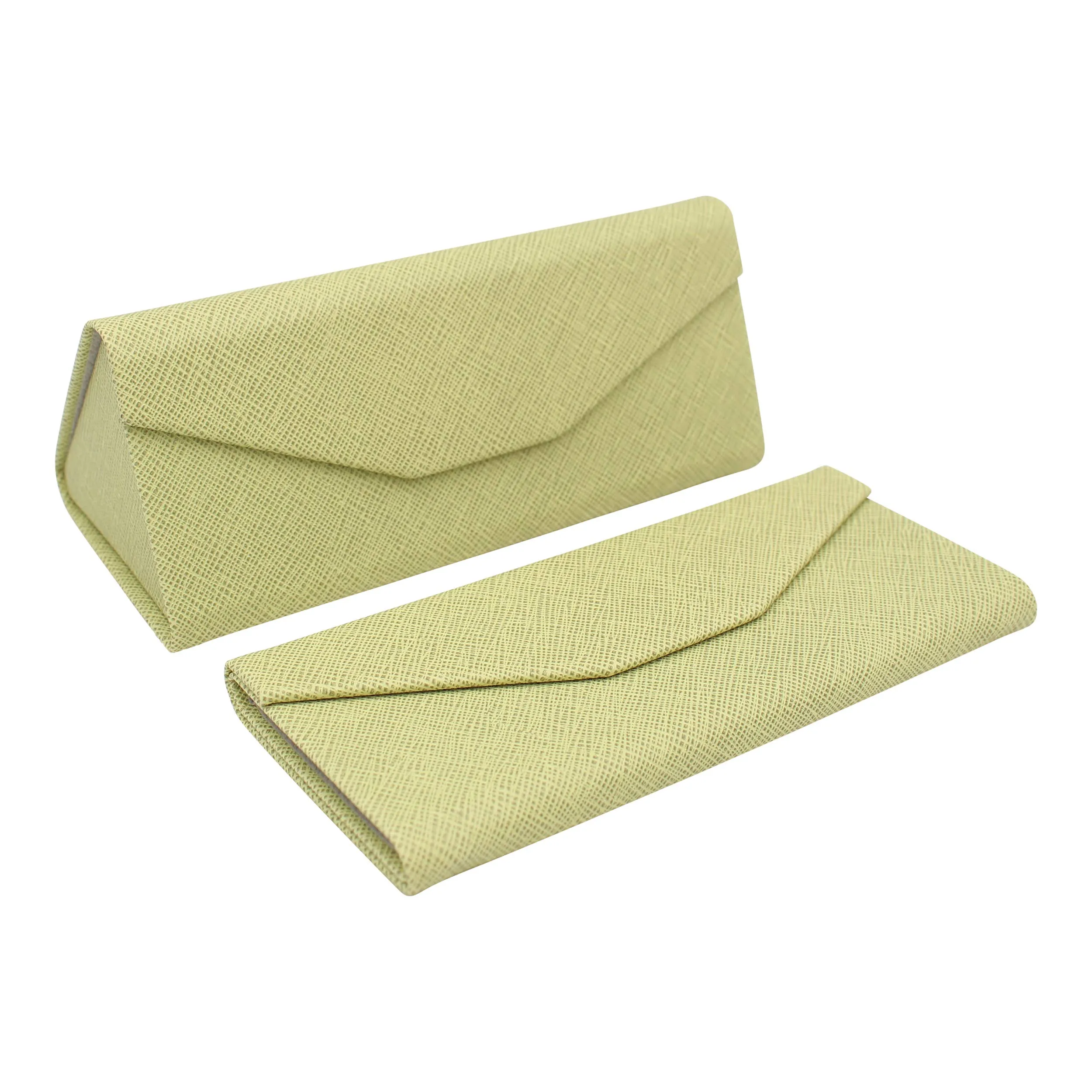 Hard Folding Eco Leather Solid Color Glasses Case - Olive