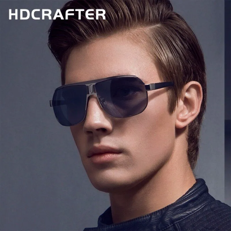 Hdcrafter Men's Full Rim Alloy Rectangle Frame Polarized Sunglasses Le028