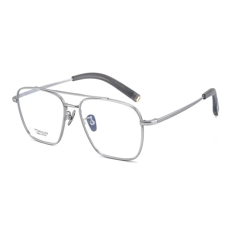 Hdcrafter Men's Full Rim Big Square Double Bridge Titanium Eyeglasses 500041