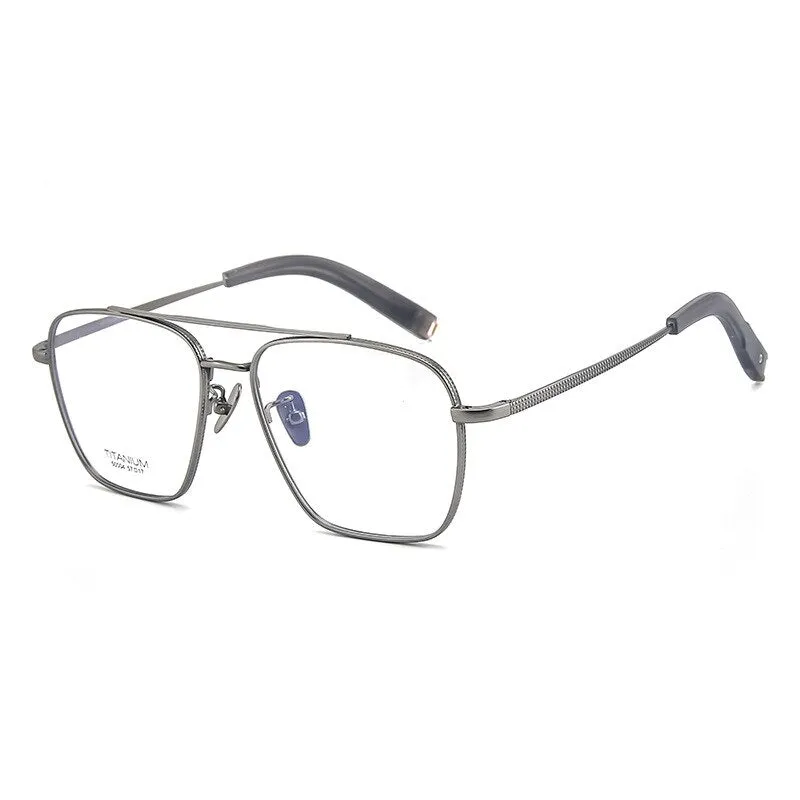 Hdcrafter Men's Full Rim Big Square Double Bridge Titanium Eyeglasses 500041