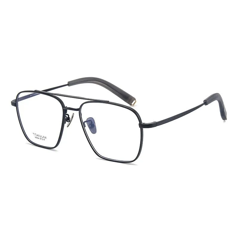 Hdcrafter Men's Full Rim Big Square Double Bridge Titanium Eyeglasses 500041